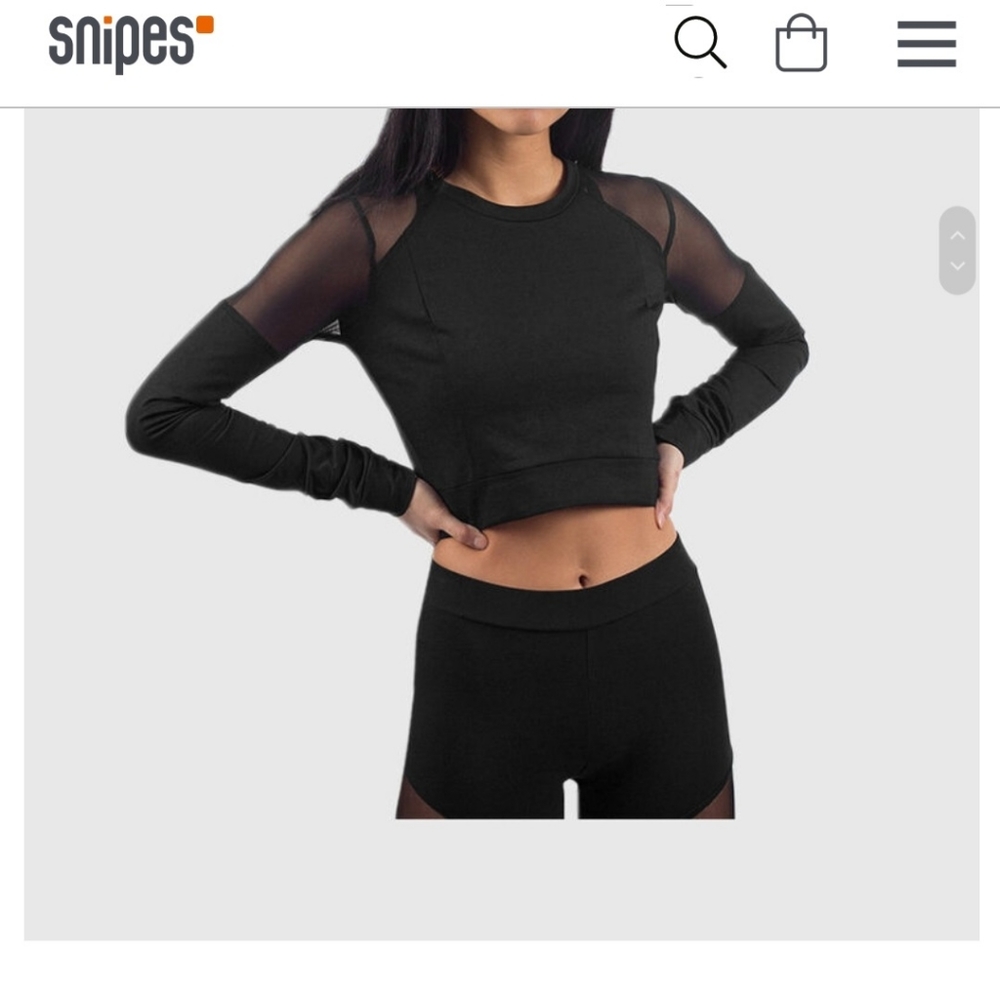 Mesh long sleeve crop top
